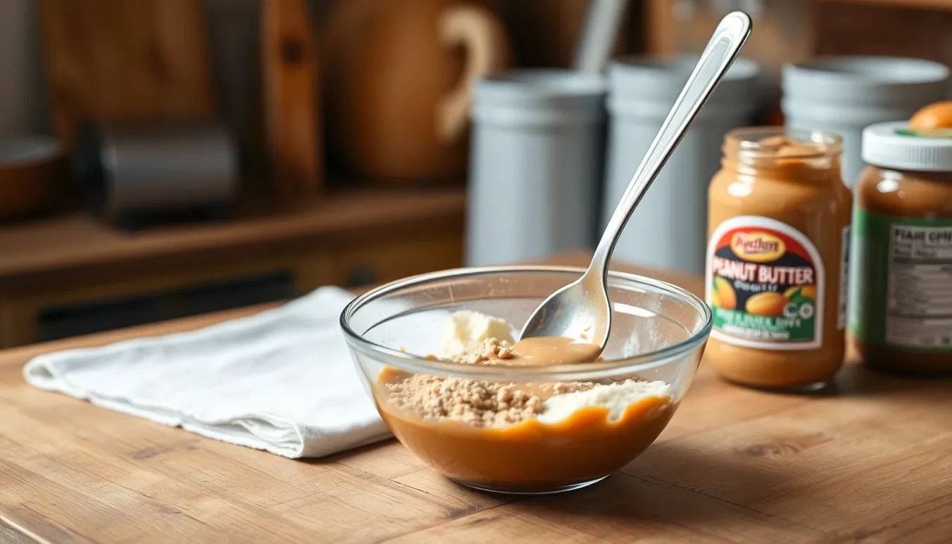 Peanut butter mixing bowl spoon