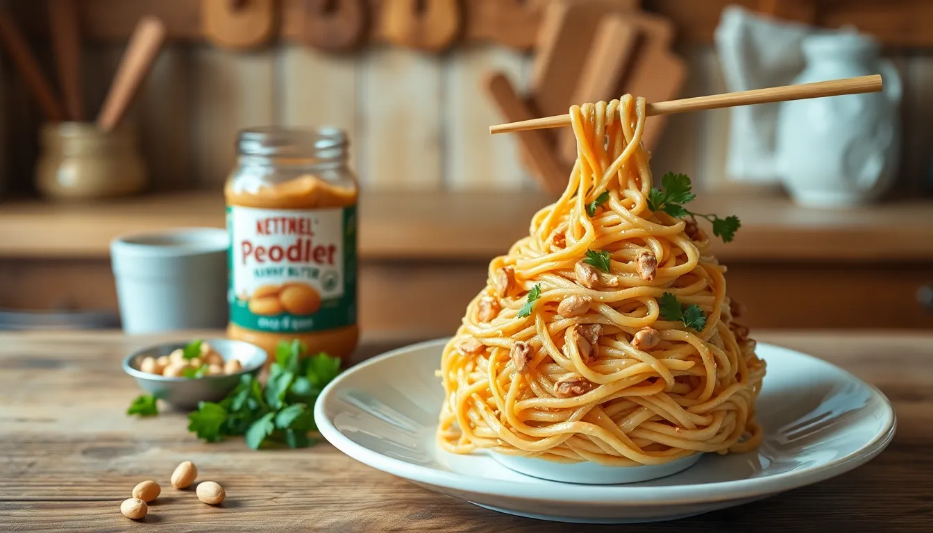 peanut butter noodles sauce thai dish